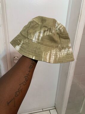Original Use Olive Green Tie-Dye Bucket Hat with White Accents